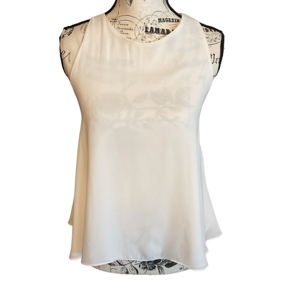 Zara Dressy Tank Open Back Black Tie Accent White Size L - Picture 3 of 6